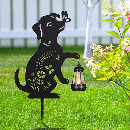 2Pack Solar Outdoor Garden Lights Stakes Solar Metal Flower Dog Lawn Deco Statue Patio, Outdoor Decor, Garden Decorations, Lawn Ornaments