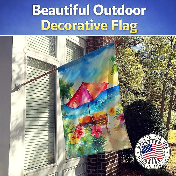 Caroline's Treasures Hawaii Hawaiian Hibiscus in Watercolor House Flag Large Porch Sleeve Pole Decorative Outside Yard Banner Artwork Wall Hanging, Polyester, House Size, Multicolor