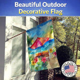 Caroline's Treasures Hawaii Hawaiian Hibiscus in Watercolor House Flag Large Porch Sleeve Pole Decorative Outside Yard Banner Artwork Wall Hanging, Polyester, House Size, Multicolor