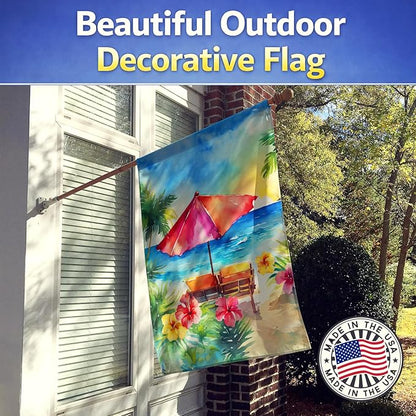 Caroline's Treasures Hawaii Hawaiian Hibiscus in Watercolor House Flag Large Porch Sleeve Pole Decorative Outside Yard Banner Artwork Wall Hanging, Polyester, House Size, Multicolor