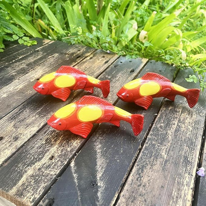 Koi Fish Decor Garden,Koi Art Decor Resin Sculptures with Stake, Garden Sculptures & Statues,A Set of 3 Pieces Fish Sculpture for Outdoors, Patio, Yard, Lawn, Pond and Home Decoration (Red)