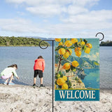 Artofy Welcome Italy Lemon Tree Beach Small Decorative Garden Flag, Amalfi Coast Coastal Town Citrus Yard Lawn Outside Decor, Summer Mediterranean Burlap Outdoor Home Decoration Double Sided 12 x 18