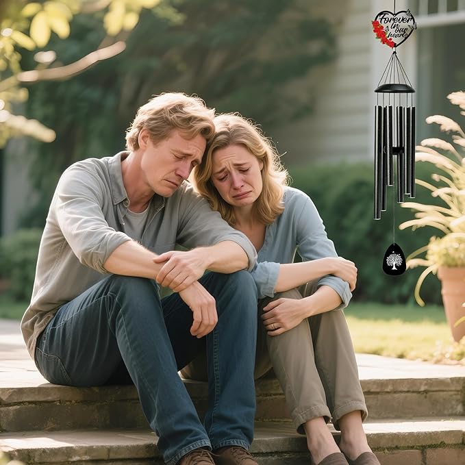 BUoonyer Memorial Sympathy Wind Chimes - Memorial Gifts for Loss of Loved One Mom Grandma, Rose Remembrance Sympathy Commemorative Bereavement Windchimes for Mother Sister Women Outdoor Outside Decor