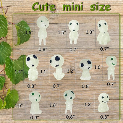 20Pcs Fairy Garden Accessories Outdoor Miniature Decor Glow in The Dark Tree Elves Luminous Ghost for Micro Landscape Gnomes Decoration Patio Lawn Yard Pot Kit
