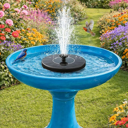 Solar Fountain, Floating Solar Water Pump with 6 Nozzles & 4 Fixed Pipes, Solar Fountain for Bird Bath, Garden, Pond, Pool