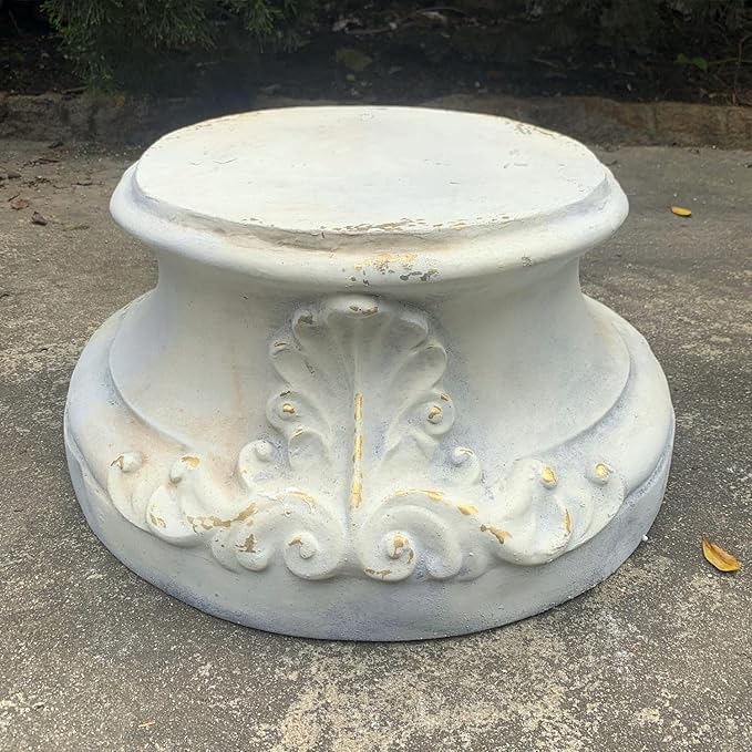 Zaer Ltd. 10.6" Tall Magnesium Pedestal for Angel Statues in Antique Grey Distressed Finish Antique Classical Design (Pedastal)