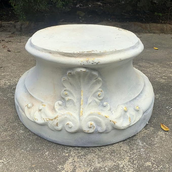Zaer Ltd. 10.6" Tall Magnesium Pedestal for Angel Statues in Antique Grey Distressed Finish Antique Classical Design (Pedastal)