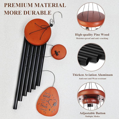 YU FENG 26'' Metal Dog Memorial Wind Chimes for Outside Loss of Dog Loved Pet with Gift Box & Cards - Pet Themed Remembrance Wind Chimes Ornament for Christmas Tree