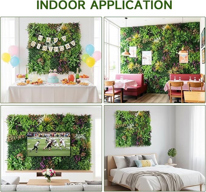1PC 40"x 40" Artificial Grass for Wall, 3D Faux Boxwood Hedge Panels Green Wall Decor, Greenery Grass Wall Backdrop Panels for Indoor Outdoor Garden Backyard Ivy Privacy Fence Covering