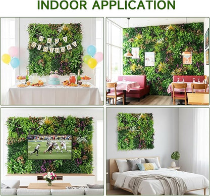 1PC 40"x 40" Artificial Grass for Wall, 3D Faux Boxwood Hedge Panels Green Wall Decor, Greenery Grass Wall Backdrop Panels for Indoor Outdoor Garden Backyard Ivy Privacy Fence Covering