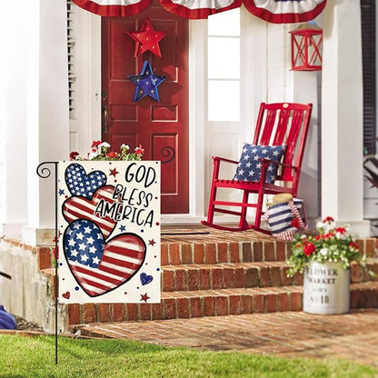 AVOIN colorlife God Bless America 4th of July Patriotic Garden Flag 12x18 Inch Double Sided Outside, American Stars and Stripes Memorial Day Yard Outdoor Decoration