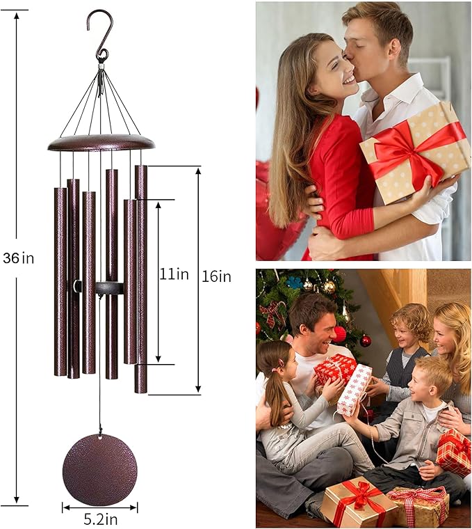 Sympathy Wind Chimes for Outside Deep Tone,36'' Large Memorial Windchime Outdoor in Memory of a Loved One Gifts for Mom Dad Grandma, Garden Patio Yard Decor
