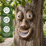 Hollowfly Tree Face Decor Outdoor Tree Faces Trees Yard Art Statues Garden Cute Funny Creative Decoration for Indoors Outdoor Garden Decoration(Smiling Style)