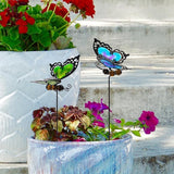 Butterfly Garden Stakes,Butterfly Kit Made of Glass and Metal,Colorful Butterflies Garden Decorations Can Make the Garden Full of Color and Vitality. (Blue and Green)
