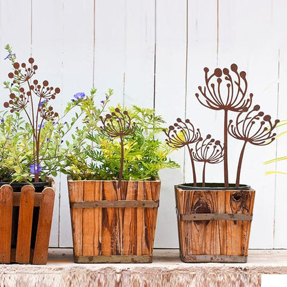 Set of 10 Dandelion Metal Flowers for Outside Decorative Garden Stakes Plants Stakes Yard Art Decor for Lawn Yard Walkway and Flower Garden