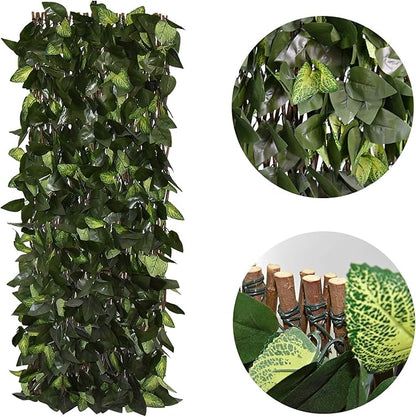 GLANT Expandable Fence Privacy Screen for Balcony Patio Outdoor,Decorative Faux Ivy Fencing Panel,Artificial Hedges (Single Sided Leaves) (2, Green-Verdant)