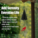 Coastal Country Style Wind Bells Inspired by North Design – Cardinal Bird Geometric Metal Bell Chime with Buoy Catcher for Outdoor Yard Home Decor, Red and Black Windchime for Outside Boothbay Theme