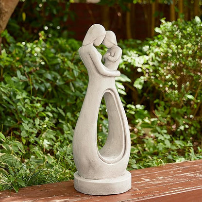 Glitzhome Modern Abstract Sculpture Hugging Mommy and Baby Garden Statue Indoor and Outdoor Decoration, 24.75" H
