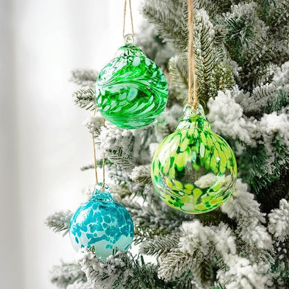 3pcs Hand Blown Glass Gazing Balls 2.3in Hanging Friendship Ball Decor for Home Garden Patio