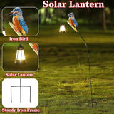 Solar Kingfisher Statue for Outdoor Garden Decor, 6.1 Inch Outside Metal Bird Craft Ornaments with Solar Lantern for Garden, Patio, Yard, Lawn -Birthday Gifts for Women Mom Grandma