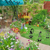 Headerbs Garden Silhouette Gnomes, Handmade Black Premium Iron Garden Metal Statues Standing Silhouette Decorations for Yard Metal Yard Art (A)