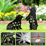 Bear Garden Decor for Outside, Metal Bear Decorative Garden Stakes Set of 2, Rust-Proof Black Silhouette Yard Art for Lawn,Patio,Backyard Outdoor Decorations, Gifts for Animal Lovers ﻿