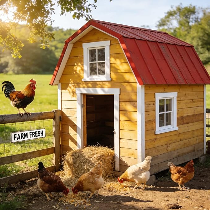 Farm Fresh Metal Tin Sign Chicken Coop Signs for Outside Farm Fresh Eggs Sign Vintage Farmhouse Decor for Chicken Coop, Farmers Market & Farm Stand Kitchen Wall Decor 4 ×16 Inch