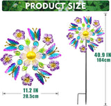 Solar Wind Spinners Outdoors for Yard and Garden - 40 Inch Metal Wind Sculpture, Outdoor Kinetic Windmill with Multi-Color Led Lights for Patio, Lawn & Garden Decoration (Butterfly)