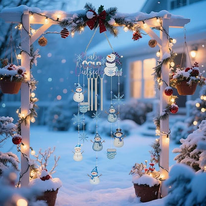 Christmas Snowman Metal Wind Chimes for Outside with S Hook and Snowflake 4 Tubes Metal Windchimes 37.4 Inch Indoor Outdoor Hanging Decoration Wind Chime for Home,Patio,Birthday Gifts Memorial Gift