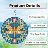 Dragonfly Floral Wind Spinners Outdoor, Hanging Wind Spinner for Garden Decoration, 8 inch 3D Stainless Steel Metal Wind Sculpture for Indoor/Outdoor Decor