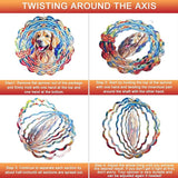 Wind Spinner Mandala 12 inch 3D Stainless Steel Laser Cut Metal Art Geometric Pattern Hanging Wind Spinner (Dog)