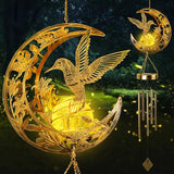 Solar Wind Chimes for Outside Hummingbird Gifts for Women Mom Grandma Sister Crackle Glass Ball Wind Chimes Solar Lights Outdoor Decor for Garden Backyard Patio Yard Porch, Mothers Gift Birthday Gifts