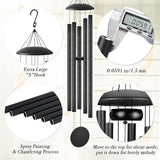 48" Extra Large Wind Chimes with Outside Deep Tone, 5 Thick and Bold Aluminum Tubes, Coolest Metal Windchimes Outdoors with Pine Wood Striker, Unique Gift for Mom, Garden Decoration(Black)