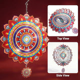 Mandala Wind Spinners Outdoor, 12In Stainless Steel Wind Spinners Outside, 3D Kinetic Hanging Sculpture, Rustproof Metal Garden Decor Ornaments for Yard Art, Women, Men, Holidays