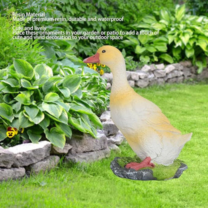 GLOGLOW Duck Figurine, Outdoor Resin Duck Sculpture Statue Garden Animal Ornament Decor for Garden Lawn Yard Pool Side 7.1x5.9x3.5in(Yellow)