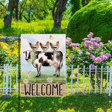 Artofy Welcome Spring Summer Farm Animals Small Decorative Garden Flag, Cow Chicken Hen Farmhouse Yard Lawn Outside Decor, Rustic Burlap Outdoor Home Decoration Double Sided 12 x 18