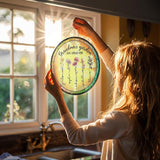 Personalized Grandma’s Garden Stained Glass Window Hanging Ornament, Custom Birth Month Flowers with Kids’ Names, Grandma Love Grows Here Floral Art Decoration, for Mom Grandma