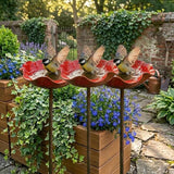 IBHOO Metal Flower Garden Stakes Bird Bath, Handmade Metal Flower Garden Stake, Outdoor Flower Shaped Bee Bath Water Bowl, for Garden Lawn Yard Decor