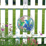 Hummingbird Stained Glass Suncather for Window Hanging, 6.3'' Hummingbird Ornament Gift for Women, Nature-Inspired Wall Art Home Decor Gifts for Mom, Grandma (Green & Blue, 6.3'')