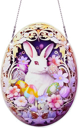 Easter Bunny Eggs Ornaments Colorful Window Hanging Decorations Home Wall Decor for Bedroom Patio Indoor Outdoor