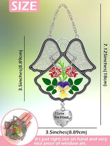 KY&BOSAM Angel Suncatcher I Love You Frined Stained Glass Panels for Windows Hangings Wind Chime with Pressed Flower Glass with Metal Charm Birthday Gift for Women Friend Mothers Day Christmas Décor
