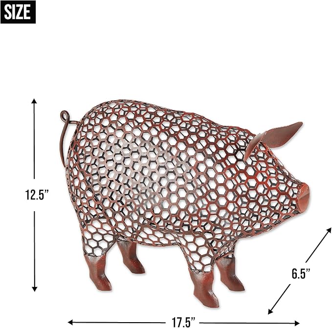 Accent Plus Chicken Wire Pig Sculpture