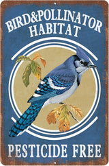 Vintage Garden Signs pesticide free bird & pollinator habital Retro Yard Metel Tin Signs outdoor Aluminium Wall Decor