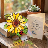 Sunflower with Ladybug Flower Handmade Resin Suncatchers, Artisan Sun Catcher, Flower Suncatchers for Window Hanging, Garden Decor, Gift for Mother's Day Mom Women Grandma Wife