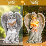 Angel Statue for Garden - 7.88 inches Guardian Solar Garden Statue, Gardening Gifts for Mom Grandma Lawn Ornaments Figurines for Outdoor Decor