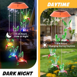 Hummingbird Solar Wind Chimes, Hummingbird Wind Chimes for Outside,Best Gifts for Mom Grandma Women Wife Aunt Sister, Unique Mobile Wind Chime, Garden Yard Decor Red