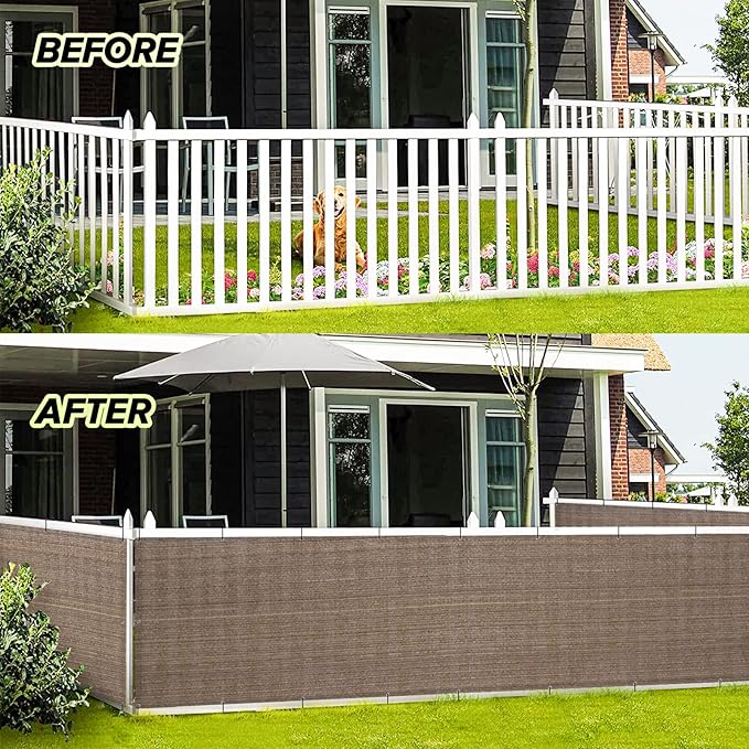 LOVE STORY Balcony Privacy Screen, 2.5'x5' Deck Shield Screen Fence Cover,UV Protection and Weather-Resistant,3 FT Height for Deck, Patio, Backyard, Outdoor Pool, Porch, Railing, Brown