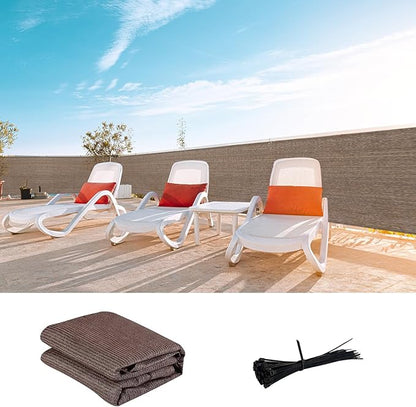 LOVE STORY Custom Size 3'x41' Brown Balcony Privacy Screen,UV Block Privacy Fence Screen,90% Shield for Outdoor Pool Garden Apartment Railing