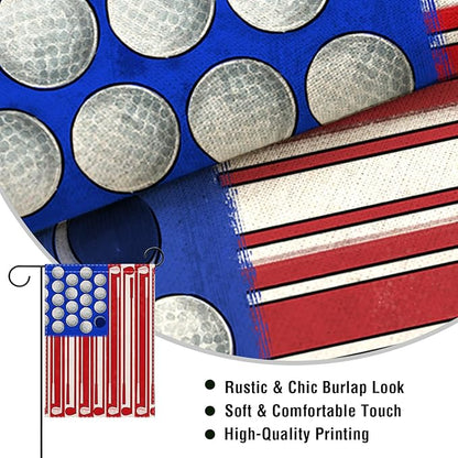 Artofy 4th of July Golf Ball Patriotic Small Decorative Garden Flag, America USA Golf Club Red Blue White Yard Lawn Outside Decor, American Independence Day Outdoor Home Decoration Double Sided 12x18