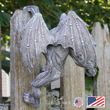 Dragon Winged Gargoyle Fence Hanger – Outdoor Wall Decor- Detailed Fence Topper Hanging Statue- Gothic Climbing Grotesque Dragon for Fence, Garden Patio, Porch (10" Gargoyle)